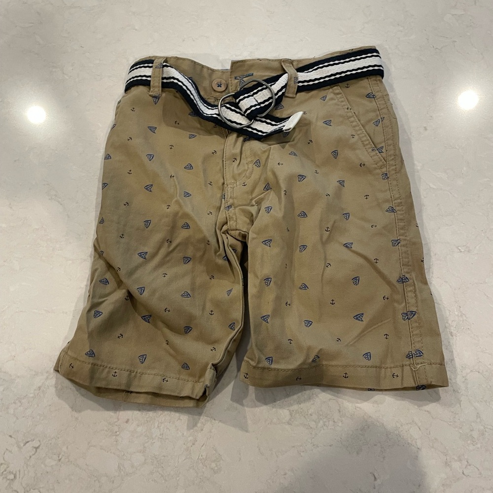 Tan Shorts with Nautical Print and Belt